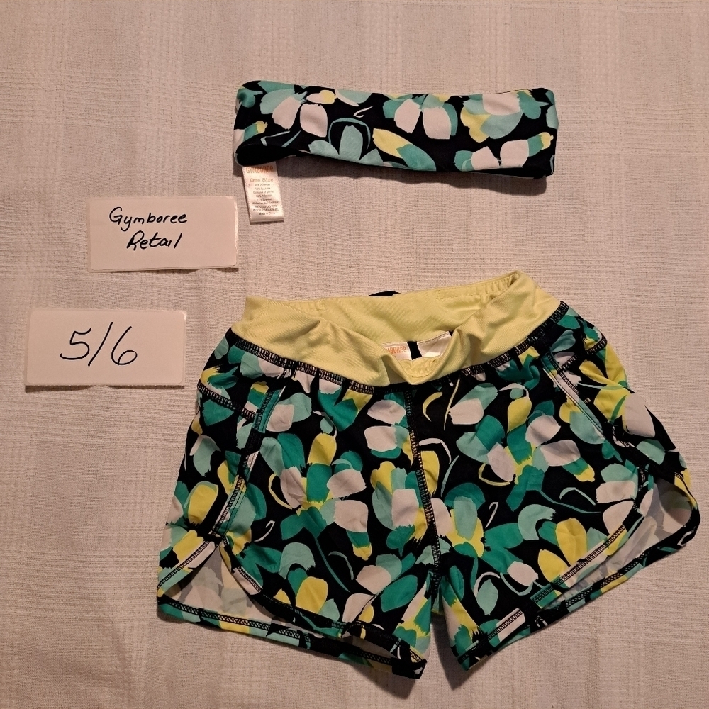 Gymboree girls size Small or 5-6 Athletic shorts with matching headband